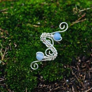 WireWrapped Sterling Silver DragonsVein Agate Ring